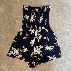 Iris Floral Smocked Strapless Romper Size S